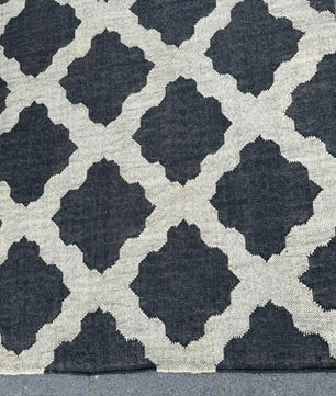 Minimalist Black Ivory Wool Jute Kilim Rug, Handmade Flatweave Area Rug, Scandinavian Farmhouse Carpet, Reversible Natural Fiber Rug