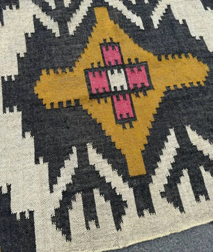 Large Wool Jute Kilim Area Rug, Handwoven Tribal Boho Carpet, Reversible Southwestern Flatweave Dhurrie, Custom Handmade Rug