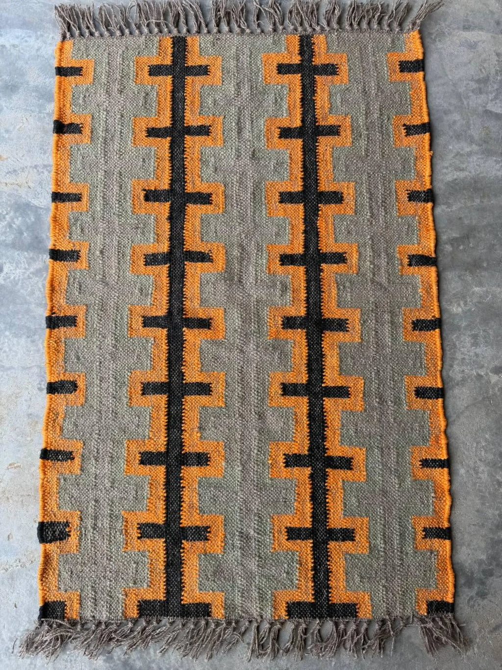 Modern Handmade Wool Jute Kilim Area Rug, Southwestern Geometric Flatweave Carpet, Boho Handmade Dhurrie, Custom Size Available