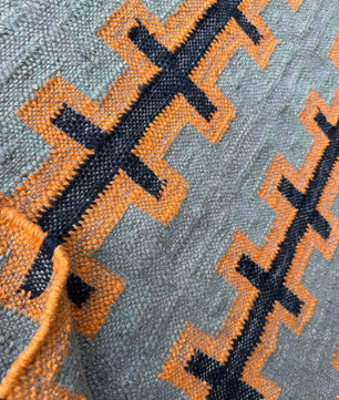 Modern Handmade Wool Jute Kilim Area Rug, Southwestern Geometric Flatweave Carpet, Boho Handmade Dhurrie, Custom Size Available