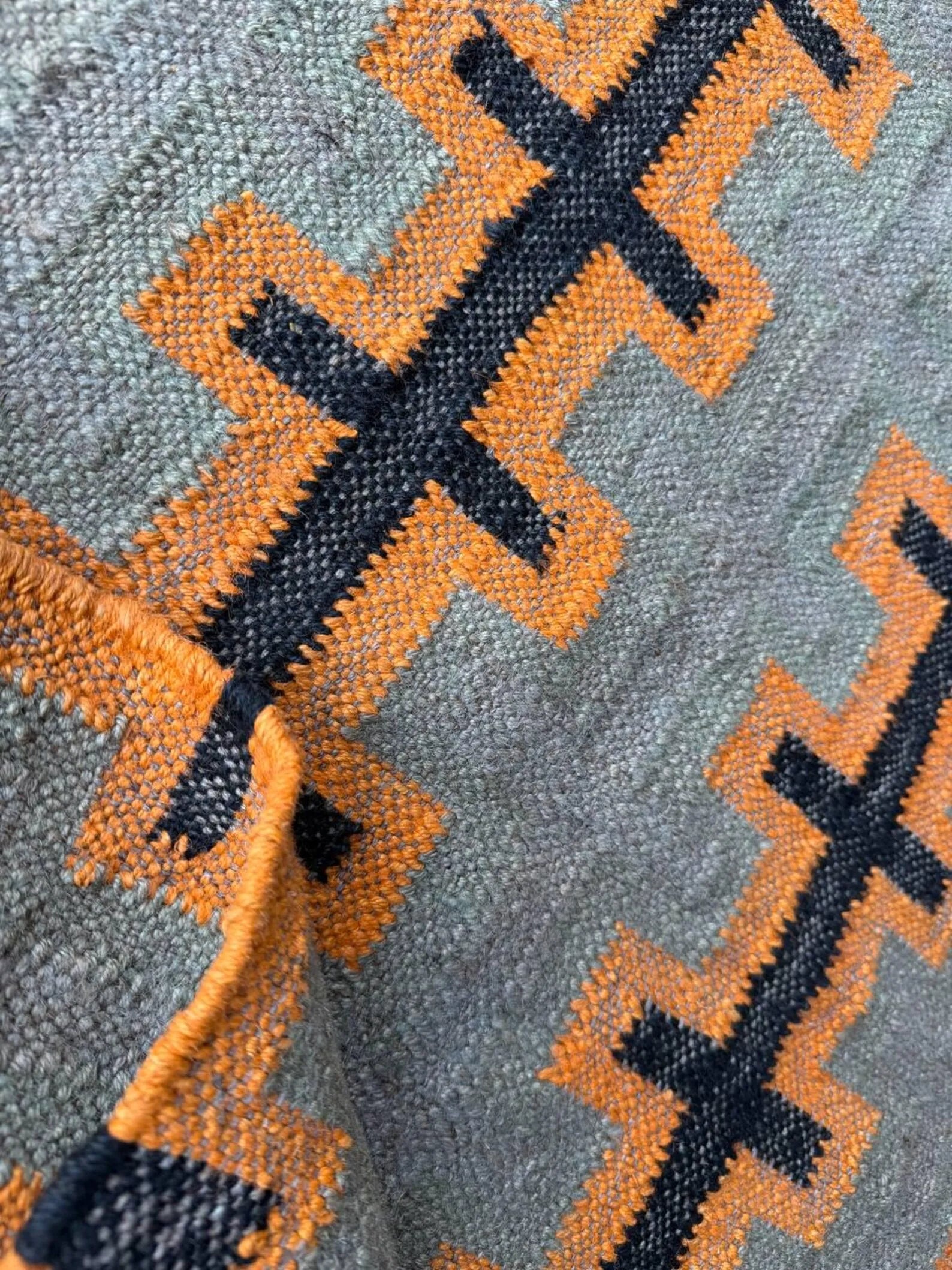 Modern Handmade Wool Jute Kilim Area Rug, Southwestern Geometric Flatweave Carpet, Boho Handmade Dhurrie, Custom Size Available