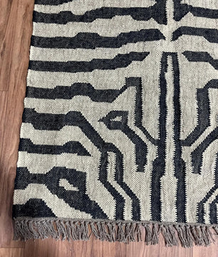 Black White Handmade Zebra Kilim Rug, Modern Wool Area Rug, Animal Print Flatweave Carpet, Contemporary Tribal Rug, Custom Handmade Rug
