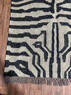 Black White Handmade Zebra Kilim Rug, Modern Wool Area Rug, Animal Print Flatweave Carpet, Contemporary Tribal Rug, Custom Handmade Rug
