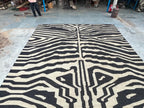 Black White Handmade Zebra Kilim Rug, Modern Wool Area Rug, Animal Print Flatweave Carpet, Contemporary Tribal Rug, Custom Handmade Rug