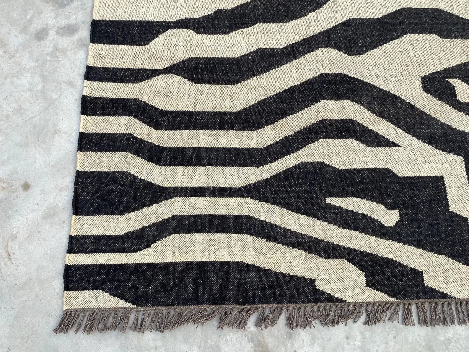 Black White Handmade Zebra Kilim Rug, Modern Wool Area Rug, Animal Print Flatweave Carpet, Contemporary Tribal Rug, Custom Handmade Rug