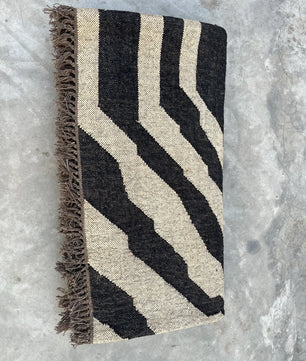 Black White Handmade Zebra Kilim Rug, Modern Wool Area Rug, Animal Print Flatweave Carpet, Contemporary Tribal Rug, Custom Handmade Rug