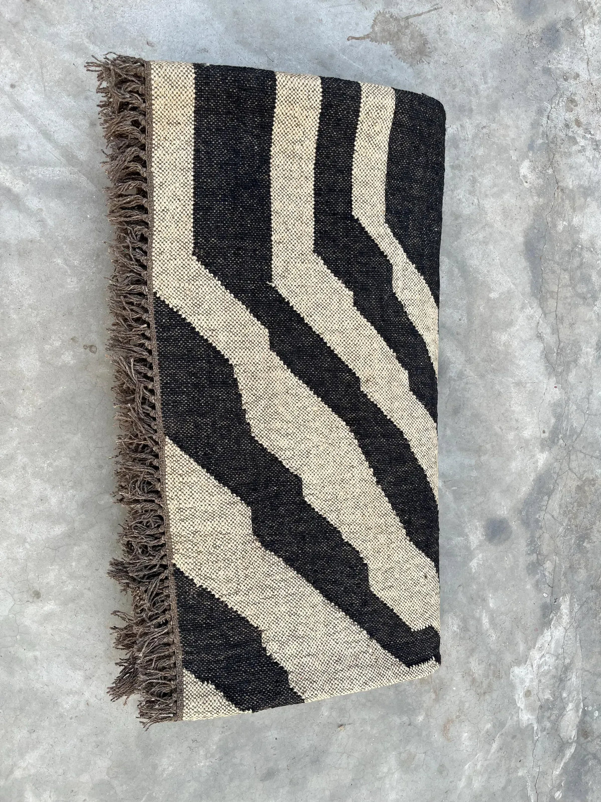 Black White Handmade Zebra Kilim Rug, Modern Wool Area Rug, Animal Print Flatweave Carpet, Contemporary Tribal Rug, Custom Handmade Rug