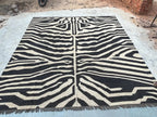 Black White Handmade Zebra Kilim Rug, Modern Wool Area Rug, Animal Print Flatweave Carpet, Contemporary Tribal Rug, Custom Handmade Rug