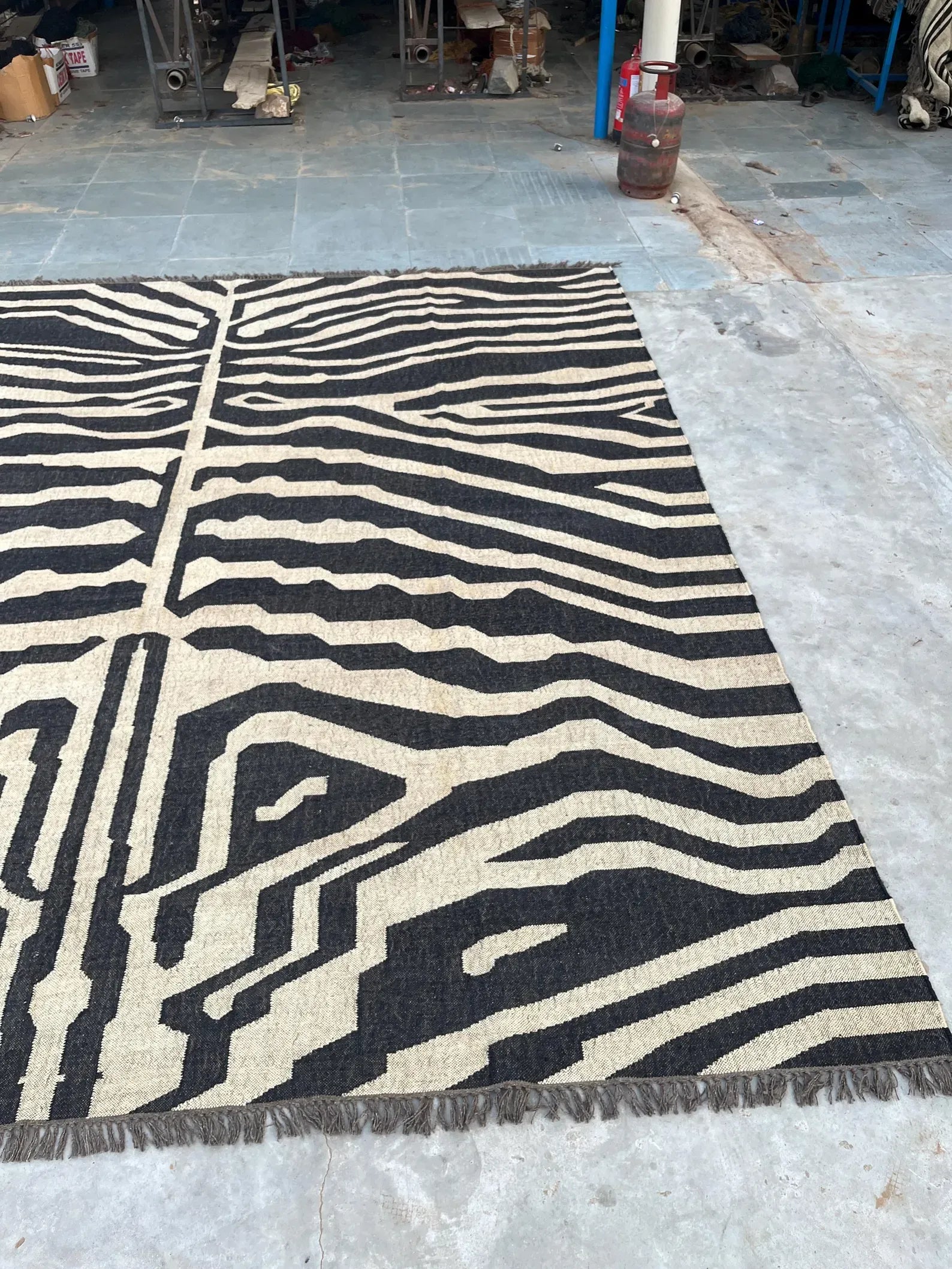 Black White Handmade Zebra Kilim Rug, Modern Wool Area Rug, Animal Print Flatweave Carpet, Contemporary Tribal Rug, Custom Handmade Rug