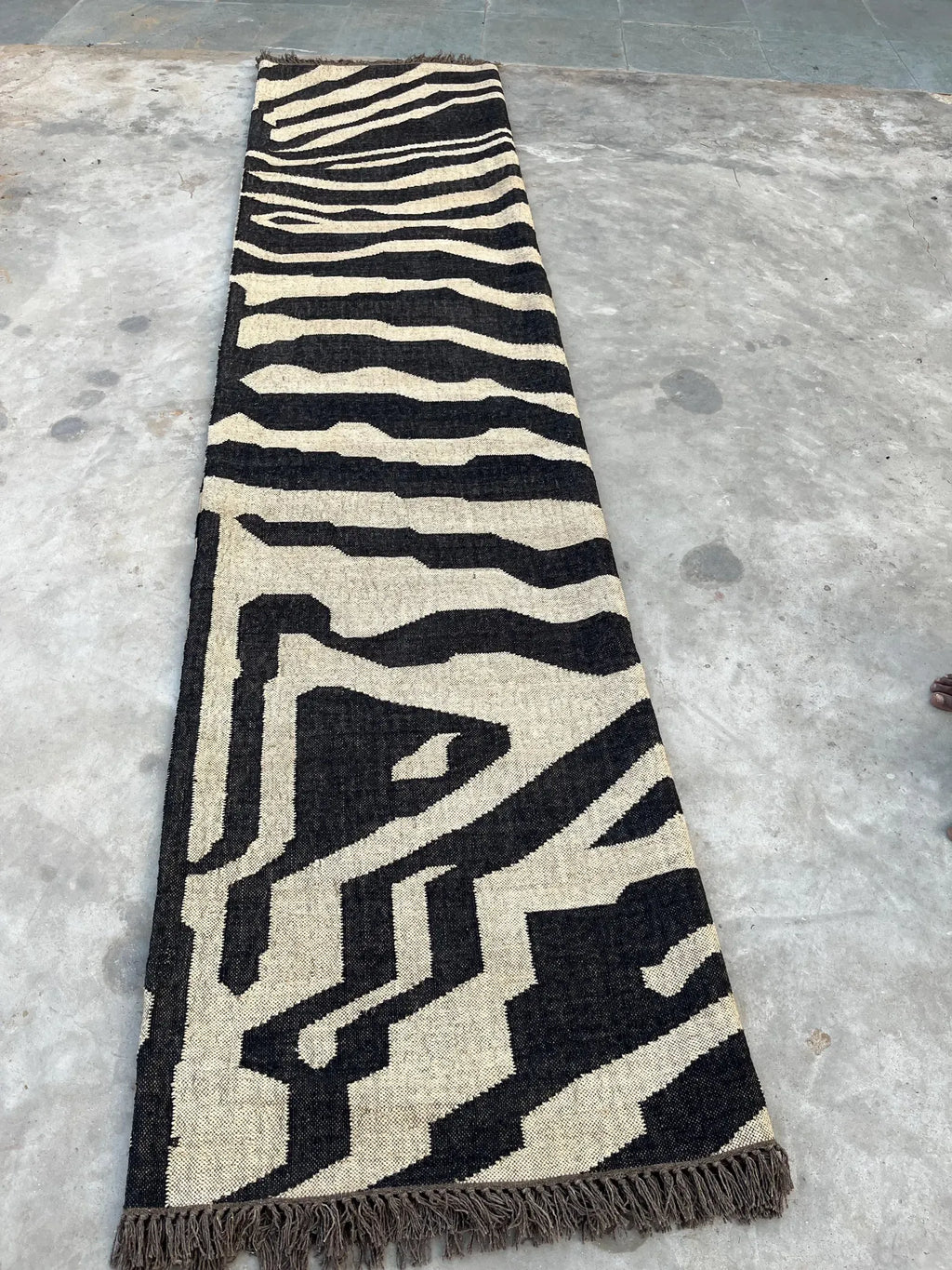 Black White Handmade Zebra Kilim Rug, Modern Wool Area Rug, Animal Print Flatweave Carpet, Contemporary Tribal Rug, Custom Handmade Rug
