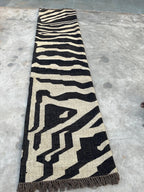 Black White Handmade Zebra Kilim Rug, Modern Wool Area Rug, Animal Print Flatweave Carpet, Contemporary Tribal Rug, Custom Handmade Rug