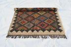 Geometric Handmade Wool Jute Kilim Rug, Tribal Boho Area Carpet, Flatweave Dhurrie Rug, Rustic Farmhouse Floor Rug, Custom Handmade Kilim