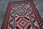 Handmade Navajo Style Wool Jute Kilim Rug – Reversible Tribal Area Carpet