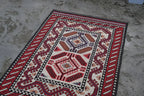 Handmade Navajo Style Wool Jute Kilim Rug – Reversible Tribal Area Carpet
