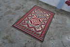Handmade Navajo Style Wool Jute Kilim Rug – Reversible Tribal Area Carpet