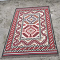 Handmade Navajo Style Wool Jute Kilim Rug – Reversible Tribal Area Carpet
