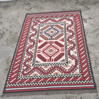 Handmade Navajo Style Wool Jute Kilim Rug – Reversible Tribal Area Carpet