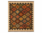 Geometric Handmade Wool Jute Kilim Rug, Tribal Boho Area Carpet, Flatweave Dhurrie Rug, Rustic Farmhouse Floor Rug, Custom Handmade Kilim