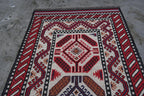 Handmade Navajo Style Wool Jute Kilim Rug – Reversible Tribal Area Carpet