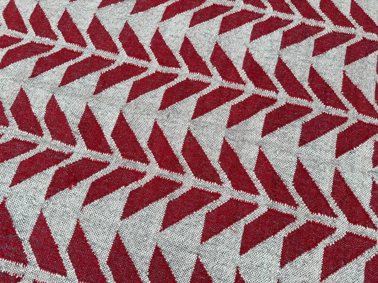 Handmade Red Geometric Wool Jute Kilim Area Rug with Tassels | Flatweave Tribal Rug for Living Room, Bedroom & Home Decor