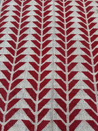 Handmade Red Geometric Wool Jute Kilim Area Rug with Tassels | Flatweave Tribal Rug for Living Room, Bedroom & Home Decor