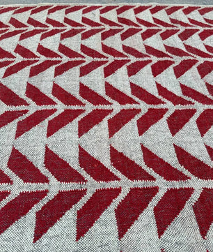 Handmade Red Geometric Wool Jute Kilim Area Rug with Tassels | Flatweave Tribal Rug for Living Room, Bedroom & Home Decor