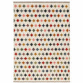Handgeweefde Veelkleurige Wol Jute Kilim Area Rug – Handgemaakte Stam Platweef Dhurrie met Geometriese Kruispatroon