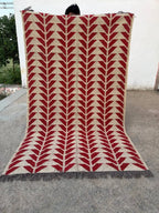 Handmade Red Geometric Wool Jute Kilim Area Rug with Tassels | Flatweave Tribal Rug for Living Room, Bedroom & Home Decor