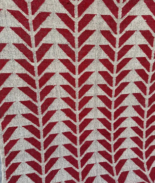 Handmade Red Geometric Wool Jute Kilim Area Rug with Tassels | Flatweave Tribal Rug for Living Room, Bedroom & Home Decor