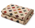 Handgeweefde Veelkleurige Wol Jute Kilim Area Rug – Handgemaakte Stam Platweef Dhurrie met Geometriese Kruispatroon