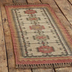 Handmade Wool Jute Dhurrie Rug – Rust Border Medallion Kilim, 4x6 to 9x12 Ft