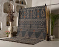Graphite Linear Kilim Carpet – Artisan-Woven Wool Jute Rug, 8x10 & Custom Size