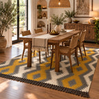 Ochre Diamond Kilim Dhurrie – Artisan-Woven Wool Jute Rug, 9x12 & Custom