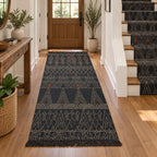 Graphite Wool Jute Dhurrie Runner – Artisan-Woven Geometric Stair & Corridor Rug