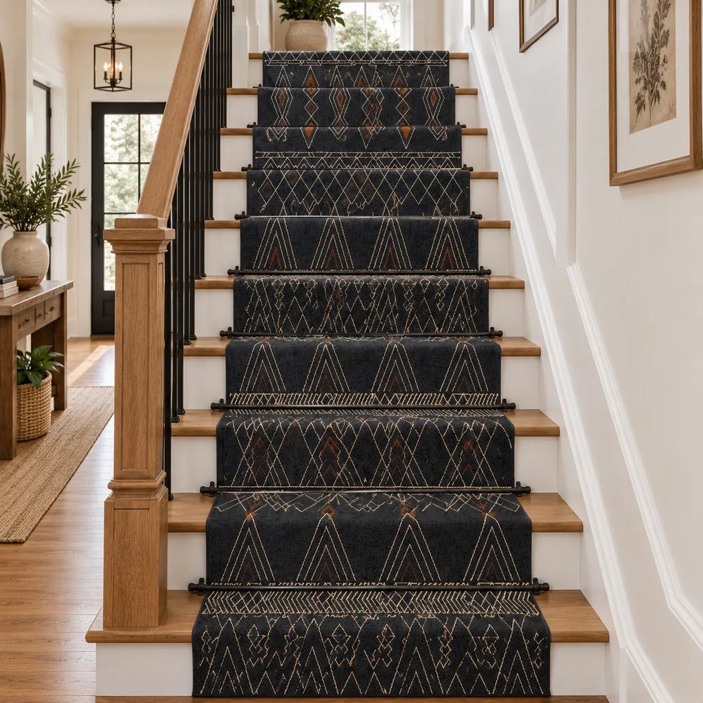 Graphite Wool Jute Dhurrie Runner – Artisan-Woven Geometric Stair & Corridor Rug