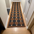 Charcoal Lattice Kilim Carpet Runner – Artisan-Woven Rust Diamond Rug, Made to Measure