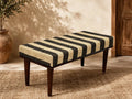 Monochrome Stripe Kilim Bench – Artisan-Upholstered Wooden Accent Ottoman