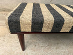 Monochrome Stripe Kilim Bench – Artisan-Upholstered Wooden Accent Ottoman