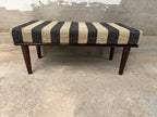 Monochrome Stripe Kilim Bench – Artisan-Upholstered Wooden Accent Ottoman