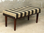 Monochrome Stripe Kilim Bench – Artisan-Upholstered Wooden Accent Ottoman