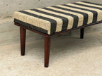 Monochrome Stripe Kilim Bench – Artisan-Upholstered Wooden Accent Ottoman