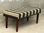 Monochrome Stripe Kilim Bench – Artisan-Upholstered Wooden Accent Ottoman