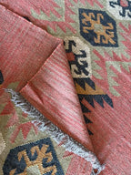 Houtskool Juweelkleurige Kilim Dhurrie – Handgeweefde Wol Jute Pronkmat