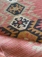 Houtskool Juweelkleurige Kilim Dhurrie – Handgeweefde Wol Jute Pronkmat
