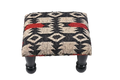 Tribal Accent Ottoman – Small Black Geometric Footrest, 14 × 14 × 8 Inches