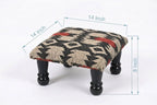 Tribal Accent Ottoman – Small Black Geometric Footrest, 14 × 14 × 8 Inches
