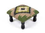 Sage Tribal Ottoman – Small Geometric Footrest, 14 × 14 × 8 Inches