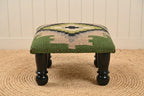 Sage Tribal Ottoman – Small Geometric Footrest, 14 × 14 × 8 Inches