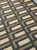 Maroon Volkskuns Kilim Tapytloper – Artisanaal-geweefde Wol Jute Mat, Volgens Maat Gemaak