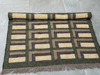 Maroon Volkskuns Kilim Tapytloper – Artisanaal-geweefde Wol Jute Mat, Volgens Maat Gemaak